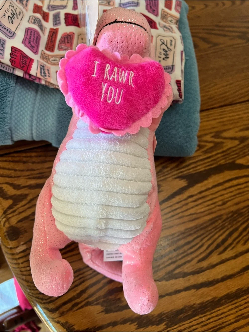 Fringe Studio Pink & White Love-Saur Dino Dog Toy